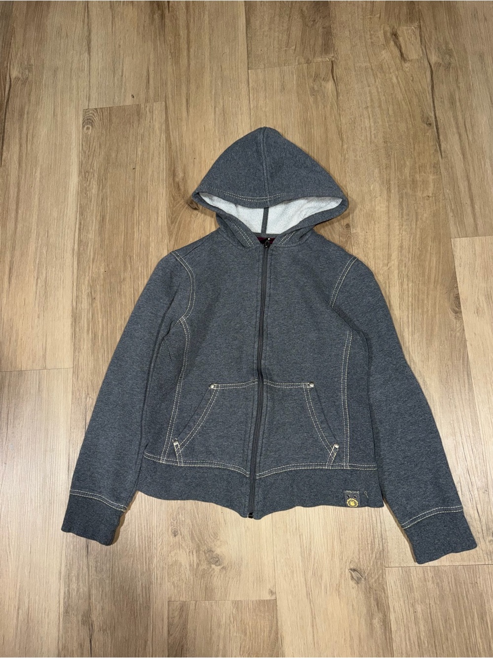Gloria Vanderbilt Dark Gray Hooded Zip Sweatshirt